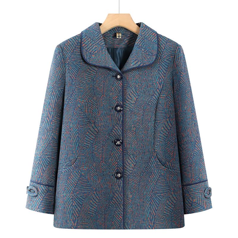 

2026 Spring-Autumn Chic Lapel Cardigan for Elderly Women 2XL (95-110 lbs)