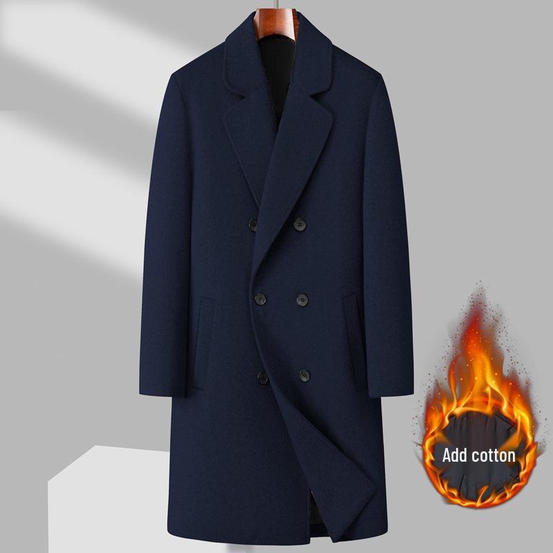 Wool Blend Men's Mid-Length Trench Coat - 2025 Autumn/Winter Collection