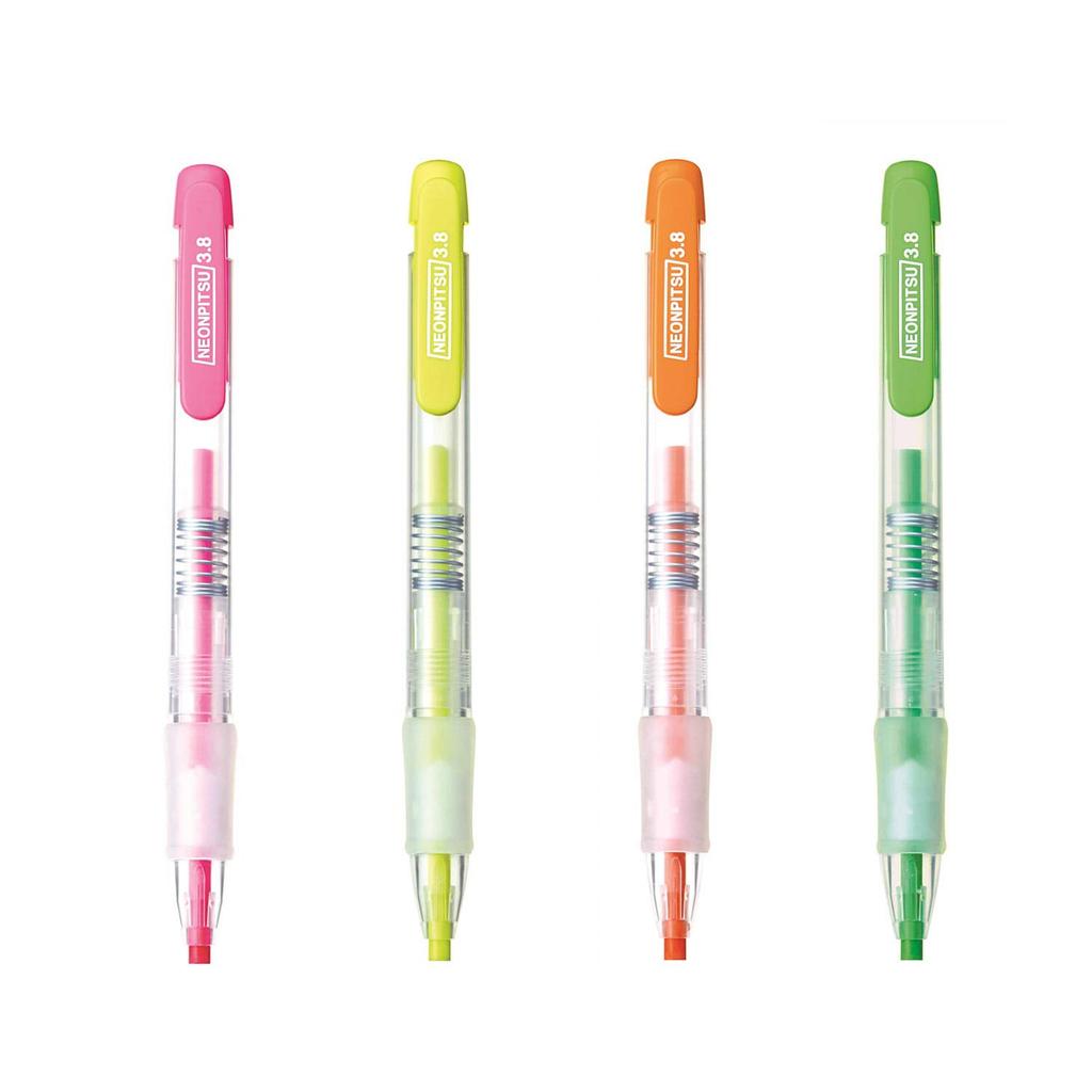 Kutsuwa HiLiNE Neon Pencils Set 4-Color (Fluorescent Pink, Yellow, Orange, Green) PA020-4SKU