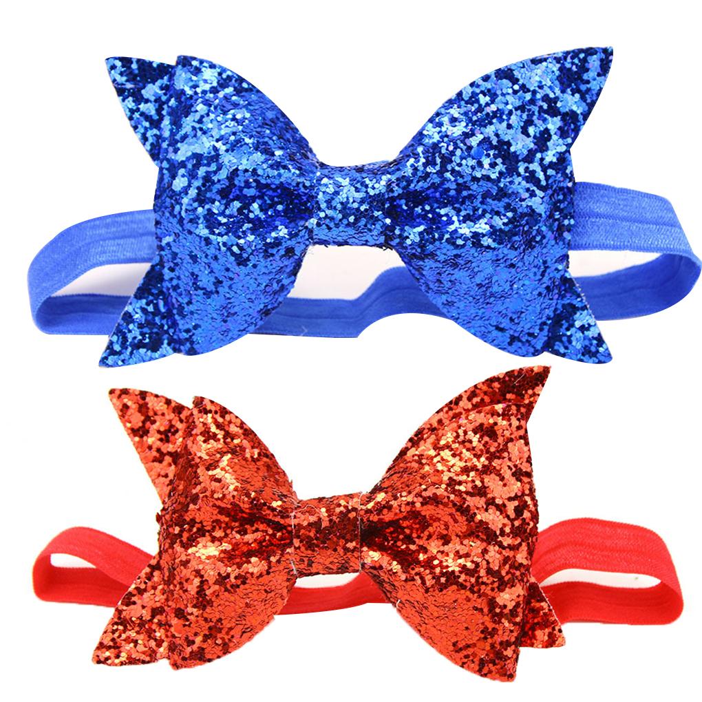 Baby Girls Headbands Bling Sparkly Glitter Sequin Hair Bands Bows Accessories