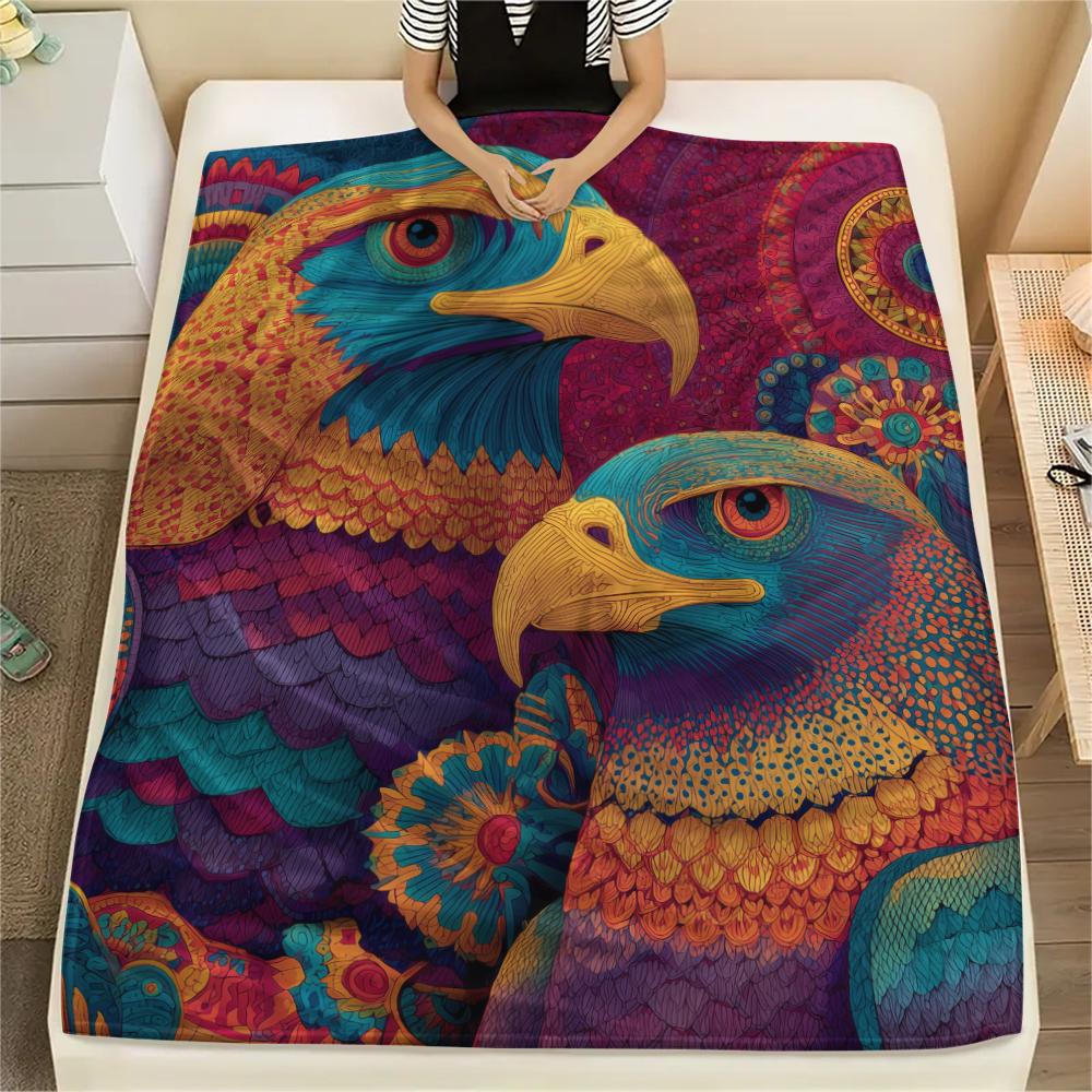 Two Eagles,pattern Flannel Blanket, High quality Comfortable for All Seasons, Home Decor, Warmth and Comfort, Perfect for Gifts.
