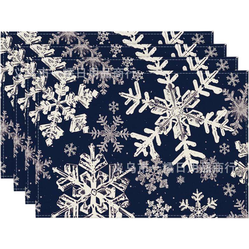 2024 Christmas Linen Table Mats - Washable, Stain-Resistant, Heat-Resistant with Snowflake & Santa Designs