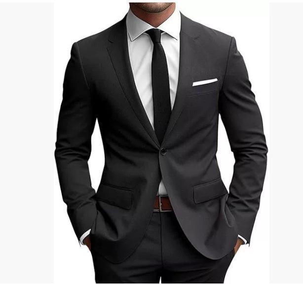 Men's European & American Casual Two-Piece Suit Set for Weddings/Banquets