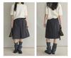 Xu Man Retro Korean Pleated Wool Midi Skirt for Women