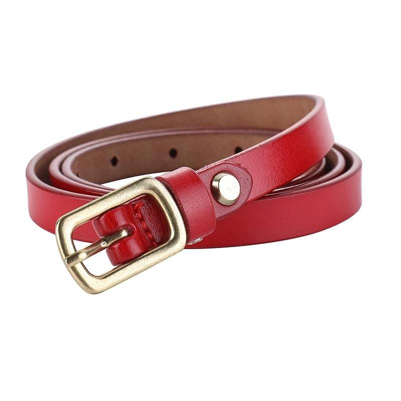 Genuine Leather Womens Belt Fashionable Twotone Cowhide Slim Waist Accessory With Alloy Buckle For Office