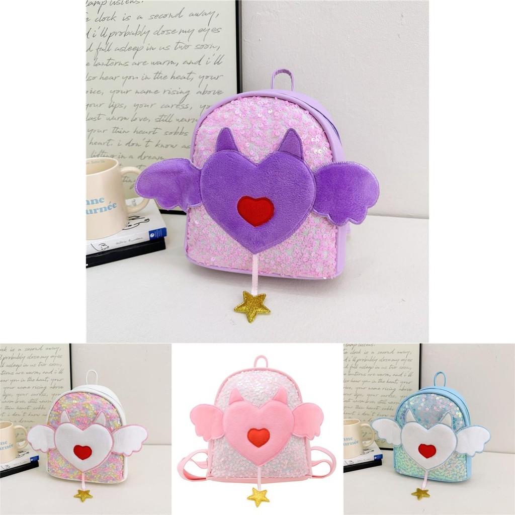Stylish Heart Backpack For Kids With Angel Wings Lightweight Waterproof Design