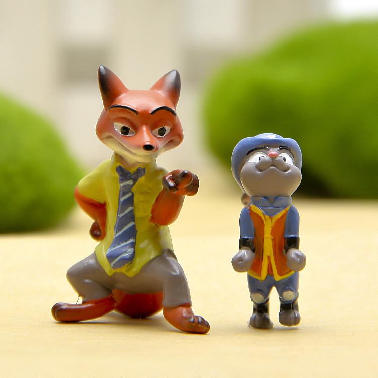 Zootopia Nick Judy Resin Figurines Mini Model Ornaments For Landscape Decoration