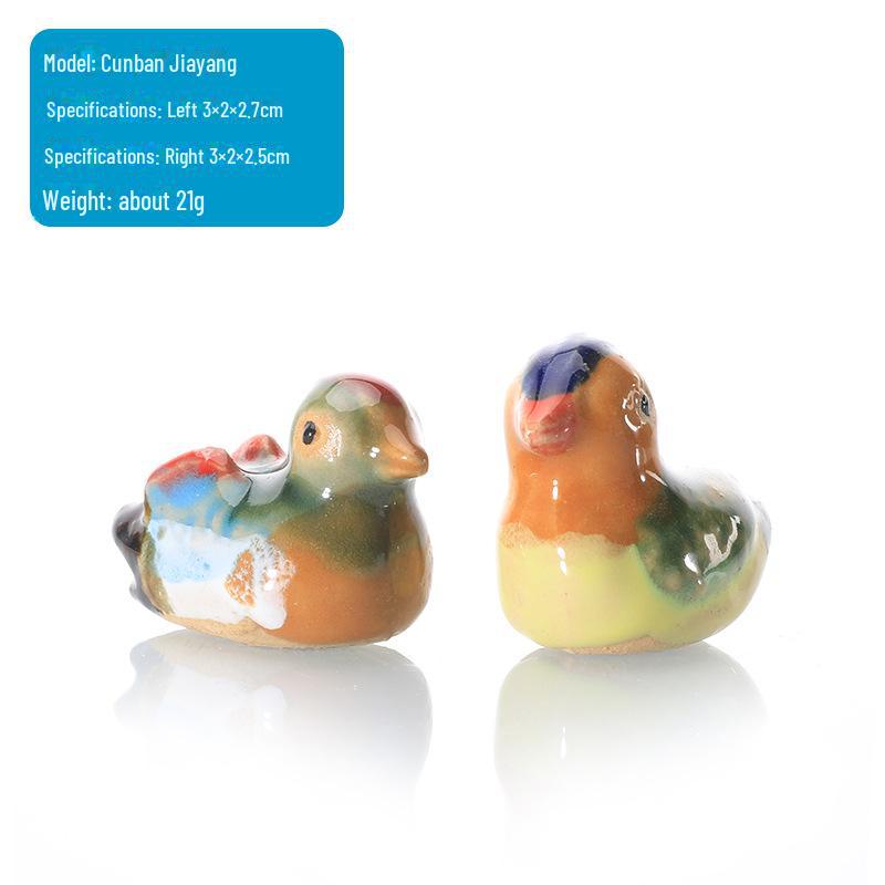 Ceramic Animal Ornaments for Aquarium Landscaping - Includes Duck, Cow, Crane, and Mandarin Duck.