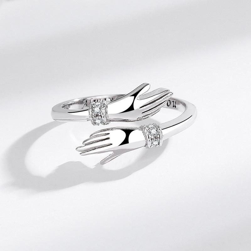 New 925 Silver Ring 5A Zircon Embrace hand for Women Wedding Luxury Jewelry Engagement Charm Fashion Party Gifts