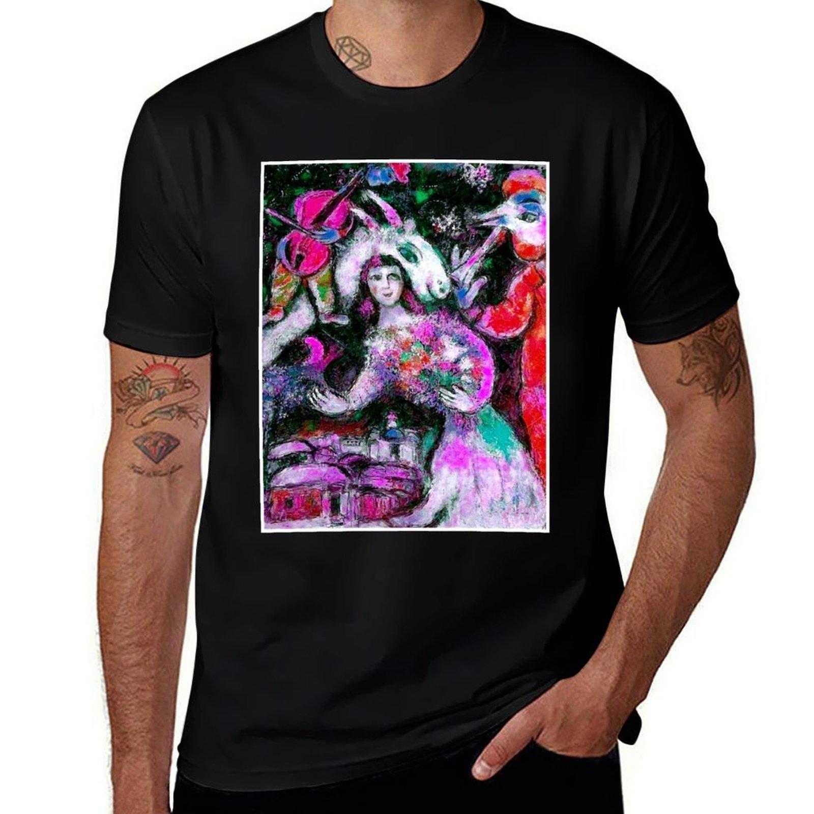 Flower Language Lady Abstract Style Chagall Print Tshirt Summer Mens Tshirt Casual Sporty Breathable Short Sleeve S