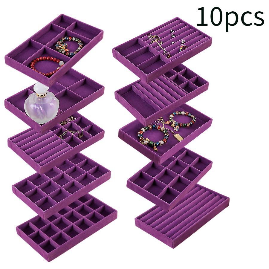 1PC, Flocking Jewelry Box Jewelry Tray, Color: Violet