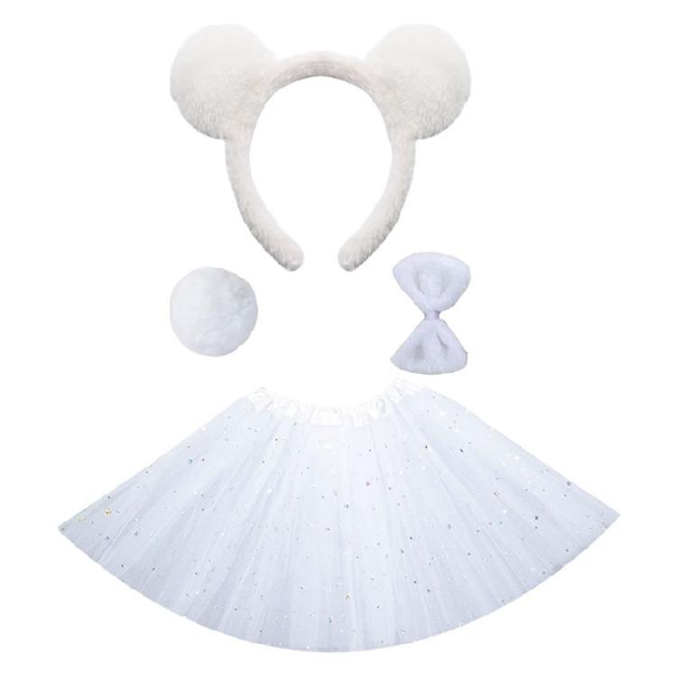 4/6 Animal Panda Costumes Accessories Panda Ears Headband Tail Bows Face Sticker for Kids Halloween Cosplay Party Props