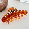 Acetate Large Fashionable Hair Claw With Pearl Accents Versatile For Any Occasion