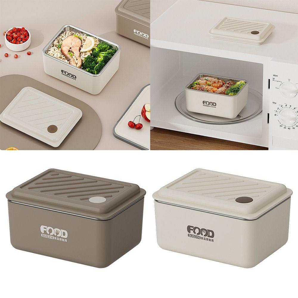 Rectangle Heat Preservation Lunch Box 316 Stainless Steel Microwavable Bento Box  Go To School