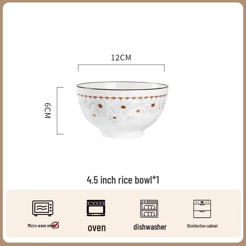 Retro Floral Ceramic Dinnerware Collection 4.5 inches