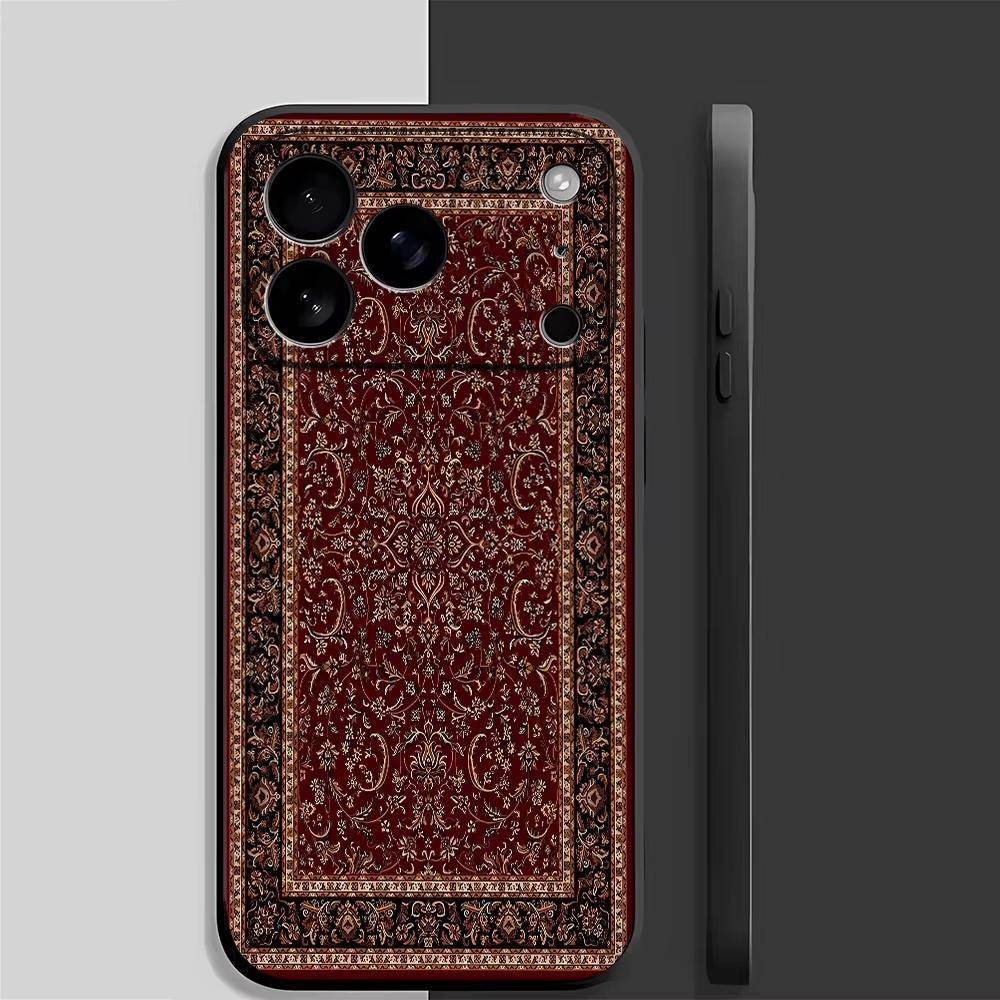 Vintage Persian Carpet Print Phone Case For Iphone 17 Air 16 16e 15plus 14 13 12 11 Pro Max Boh Rug Shockproof Silicone Cover
