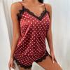 Women Sexy Polka Dot Printed Letter Sleepwear Set V Neck Sling Vest Shorts Casual Loungewear