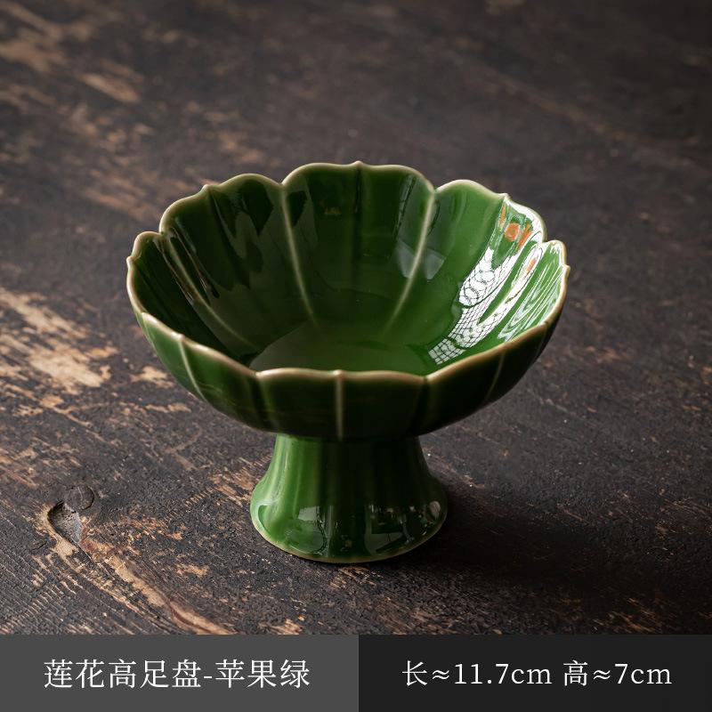 Čínská keramická mísa na ovoce na vysoké noze Zenová mísa na občerstvení pro Buddhu Talíř na pečivo Vynikající talíř na svačinu na vysoké noze Zásnubní talíř
