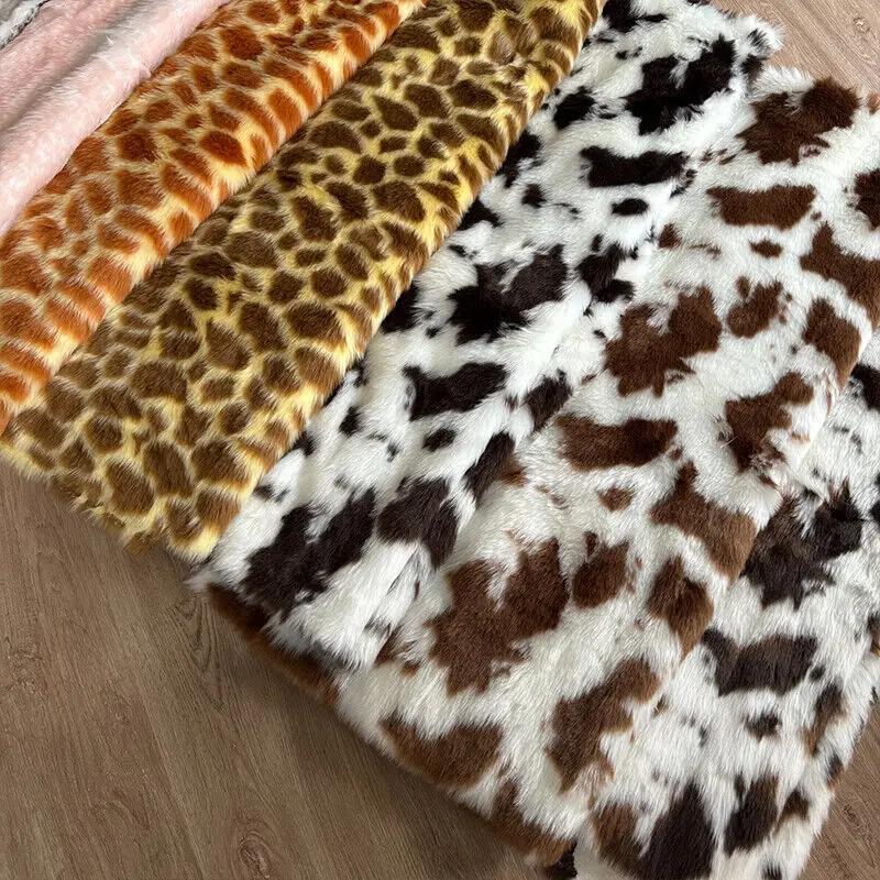 Deer Animal Leopard Printing Plush Imitation Mink Fur Fabric for DIY Coats Toys