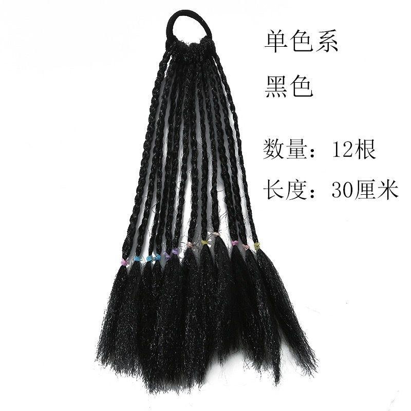 Children's Wig Dreadlocks Hair Accessories Bow Tie Style Colorful Braided Hair Ties Girls' Short Stage Cute Ombre Ponytail