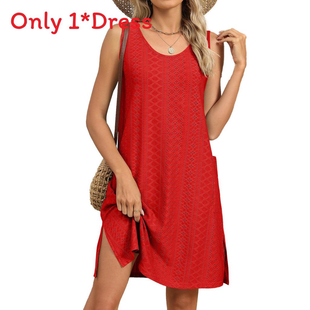 Womens Summer Dress With Pockets In Knit Fabric For Casual Office Wear