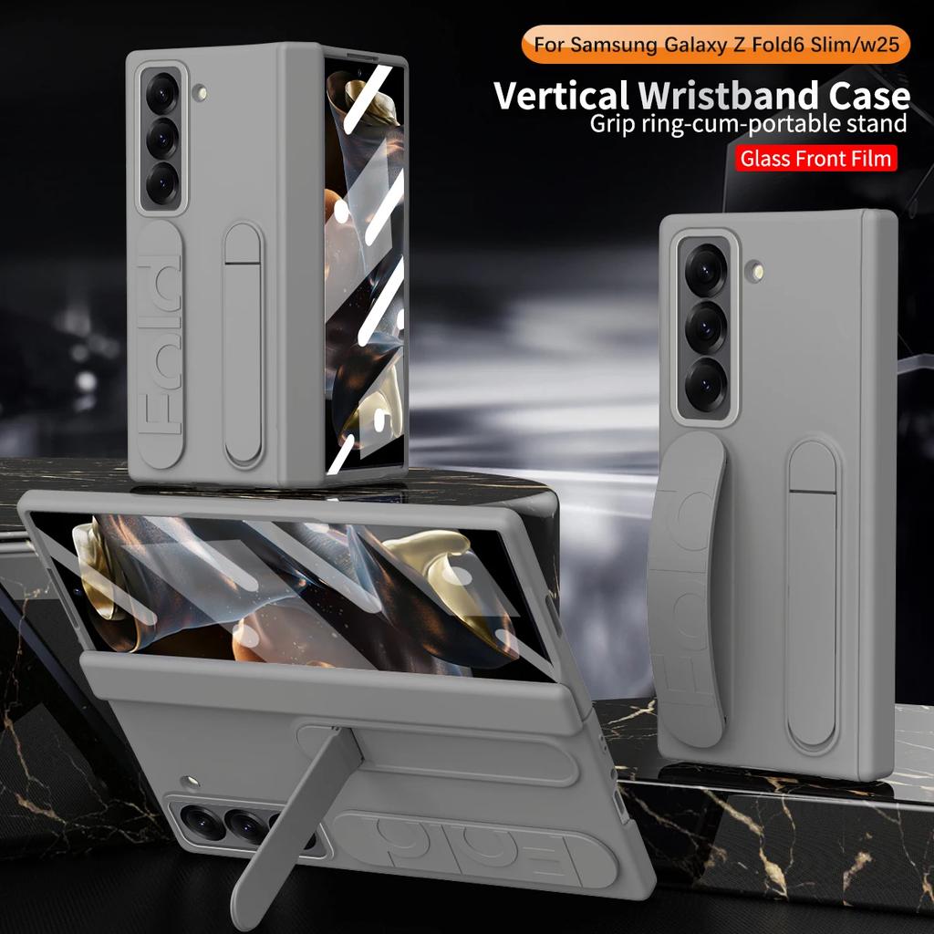 Orginal Matte Skin Feelwith S Pen Stand Phone Case for Samsung Galaxy Z Fold 7 6 5 4 3 Wristband Holder Hinge Slot Protect Cover