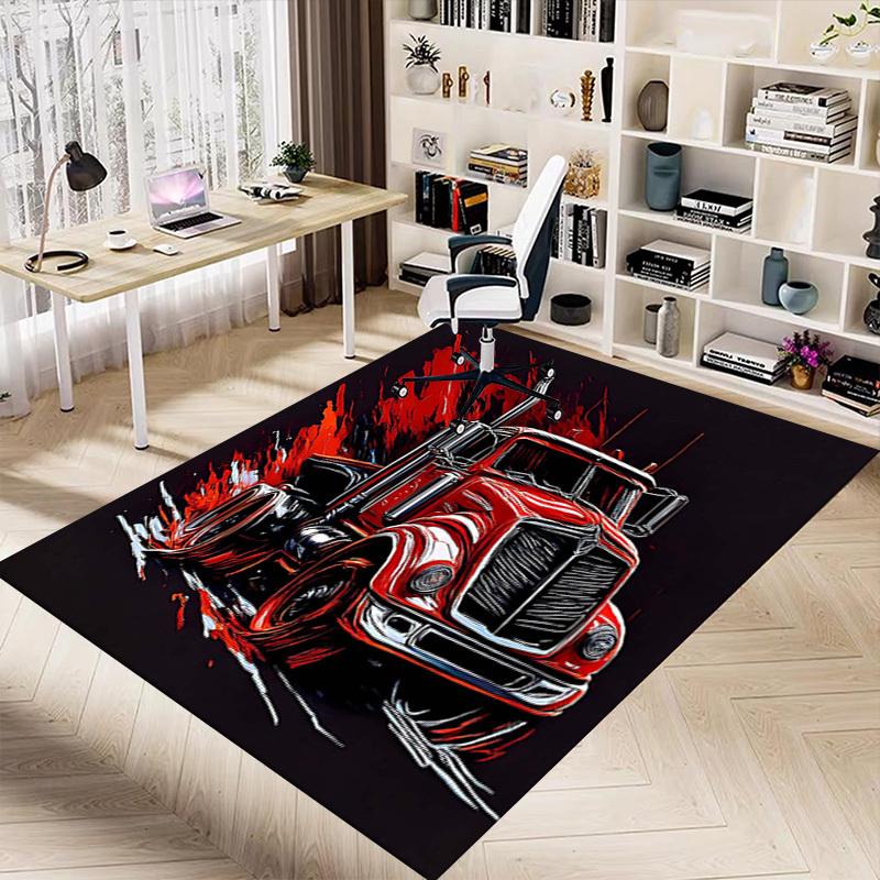 1PC Truck Vehicle Non-Slip Floor Carpet Compatible for Office&Living Room&Bedroom&Dining room - Flat- Soft & Pattern, Vibrant Colors-W228