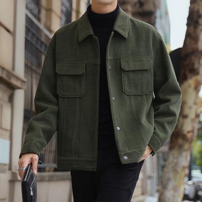 Spring and Autumn Lapel Jacket Men's Workwear Casual Loose Velvet Men's Top Coat High-end Autumn Clothing