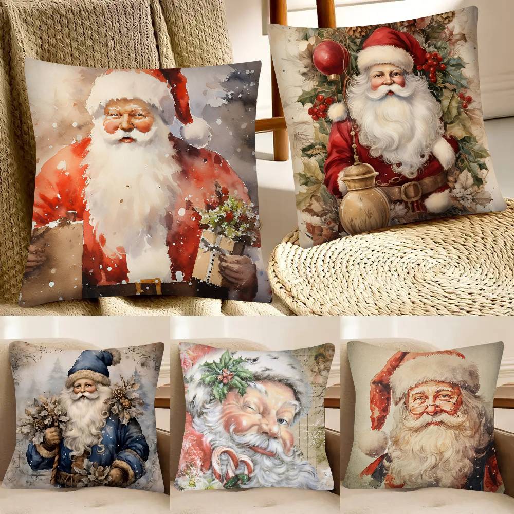 Santa Claus Pillow Case Fashion Square Pillowcase Bedroom Sofa Room Ins Decoration Leisure