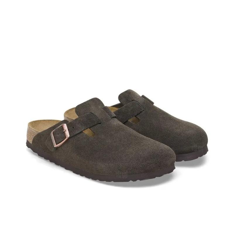 Birkenstock Boston Unisex Vintage Round Toe Buckle EVA Anti-Wear Closed Toe Clogs Mocha Regular Fit 0060901 41