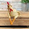 Sitting Chick Figurine Cartoon Yellow Chicken Statue Sculpture Resin Hen Animal Model Home Office Bookshelf Desktop Decoration Ornament