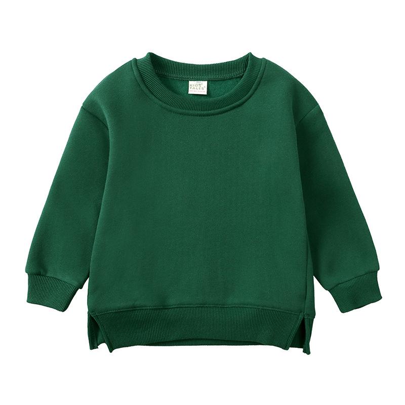 Kids' Korean Style Solid Color Long Sleeve Sweatshirt, Round Neck Trendy Top for Boys and Girls
