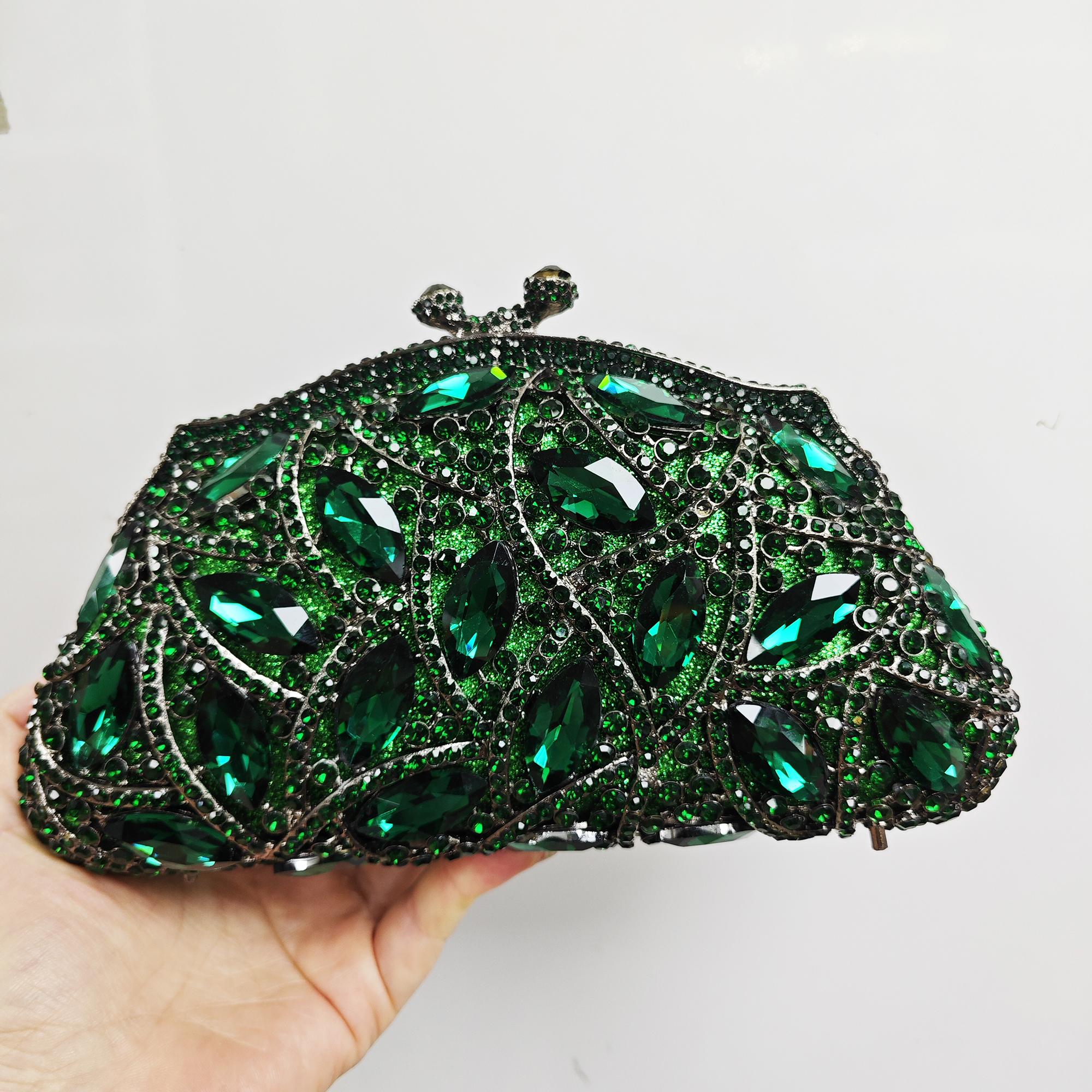 

Big Rhinestone Women Evening Clutch Bag New Champagne/Silver Diamond Formal Clutches Party Prom Purse Wedding Bridal Handbags 17.5cmX10cmX5cm зелёный