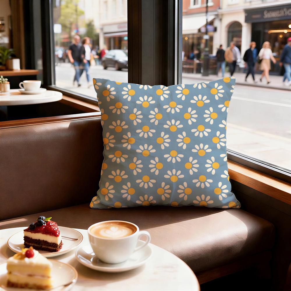 Daisy pattern Cushion Cover Set of Decorative Short Plush Pillow Covers for Sofa Soft Cushion Case x cm