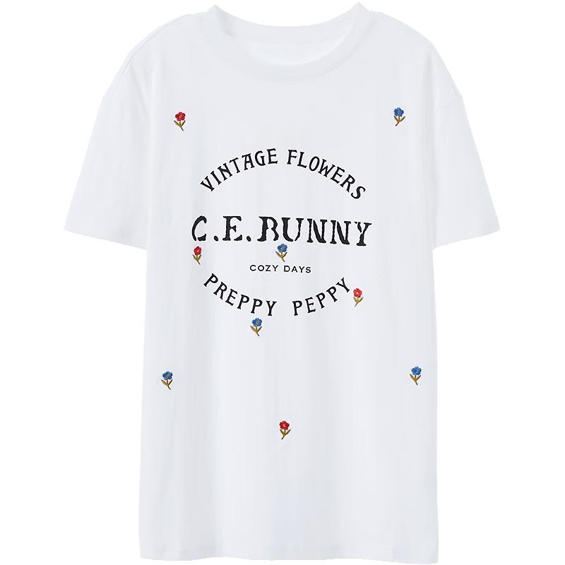 Betu Women s Vintage Letter Print Cotton T-Shirt L