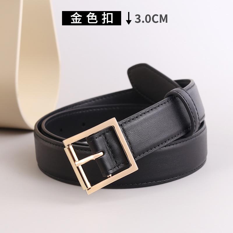Vintage Minimalist Style Fashionable Child The R0W Minimalist Square Buckle Oil Wax Calfskin Belt