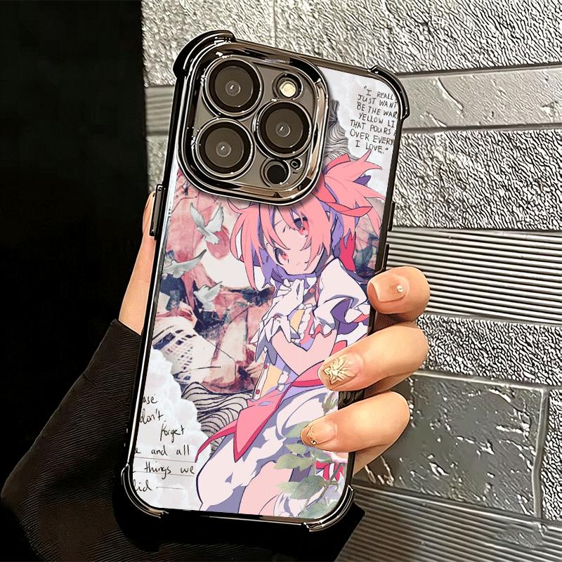 Madoka Magica Anime Weiche Handyhülle Für iPhone 15 16 17 Air 14 Pro Max 16E Plus 13 12 Mini Galvanisiert Anti-Fall Fundas