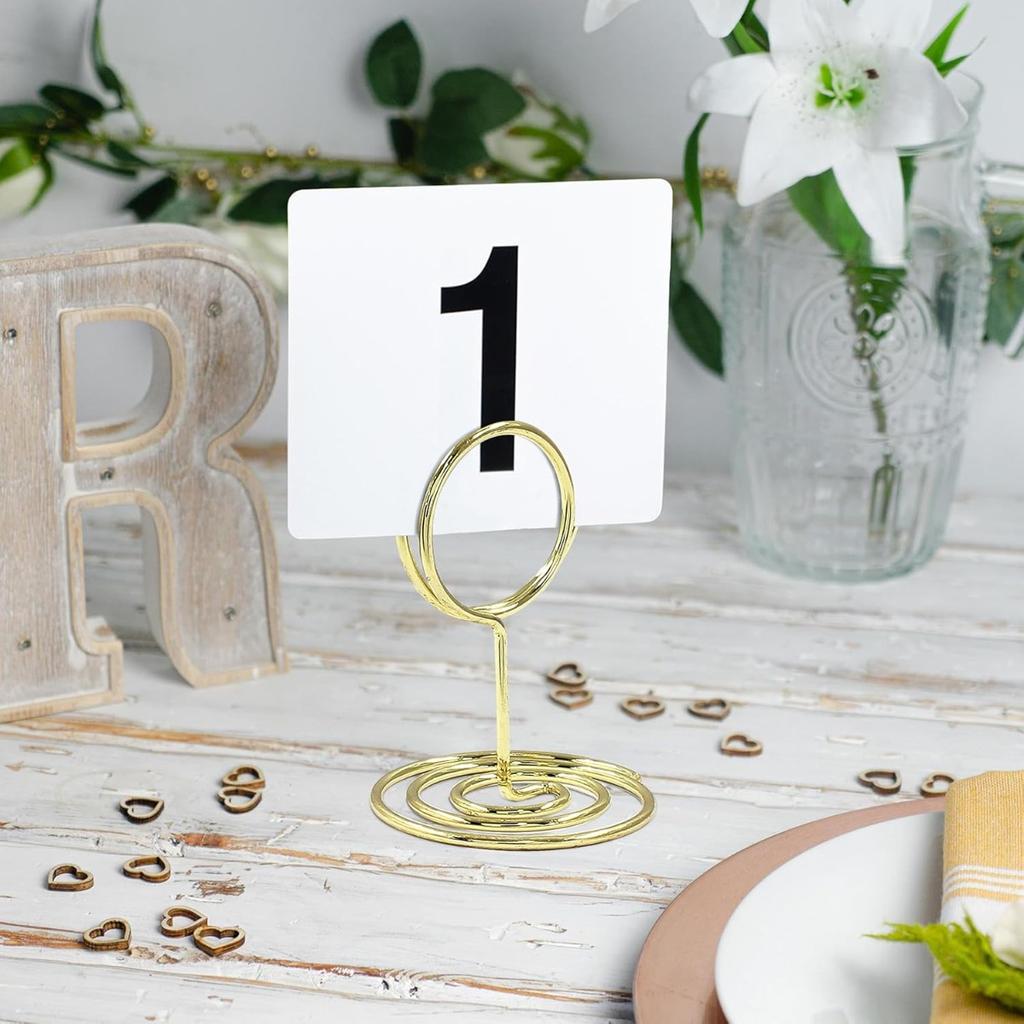 20Pcs Gold Table Number Holders, 2 Inch Short Mini Round Place Card Holder, Table Number Stands for Wedding Party Graduation