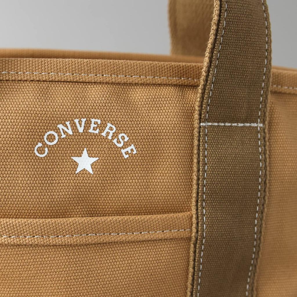 Canvas Mini Tote mit Dwears Aufkleber Tragetasche für Männer und Frauen TOKYO Nachdruck All Star All [Converse] (Größe S, Beige)