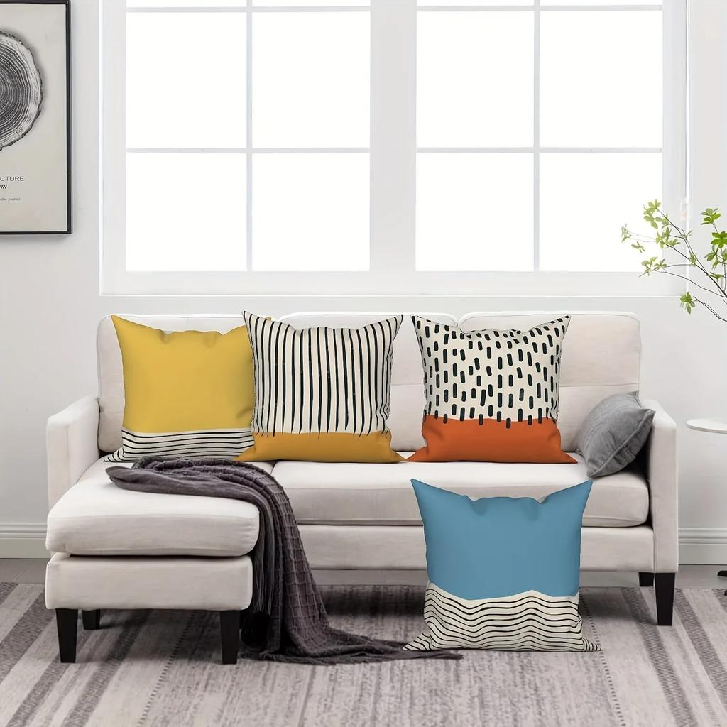 4Pc Modern Abstract Watercolor Throw Pillow Coversuitable For Sofa Car Bedroom Decorative Cushion Cover Pillow Cover