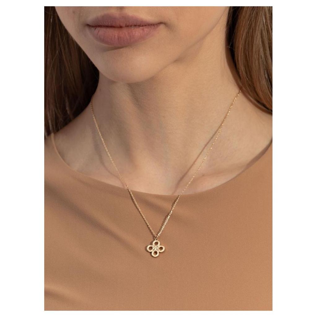 Tory Burch Clover Pendant Brass Necklace Women necklace Gold 156255-720