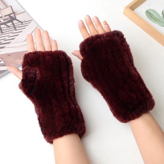 Neue Frauen 100% Echt Echte Gestrickte Rex Kaninchen Pelz Fäustlinge Winter Warme Dame Echtpelz Fingerlose Handschuhe Handgemachte Stricken Pelz handschuh