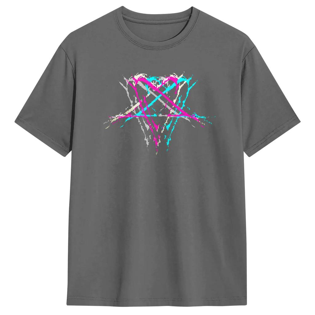 Unisexs Liebe Metallband HIM Heartagram T-Shirts 100% Baumwolle Kleidung Lässiges Kurzarm Rundhals-T-Shirt Grafik-T-Shirts