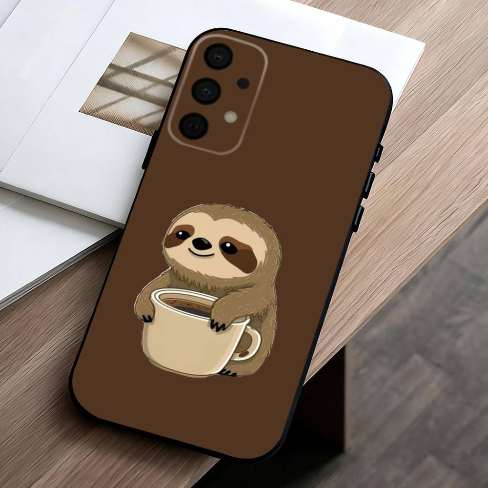 Animal Cute C-Cartoon S-Sloth  Phone Case For Samsung Galaxy A73,A72,A71,A70,A53,A52,A51,Soft Silicone Black Cover