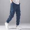 Men's Jogger Cargo Pants Multi Zipper Pockets Drawstring Elastic Waist Streetwear Tactical Ankle Cuffed Trousers