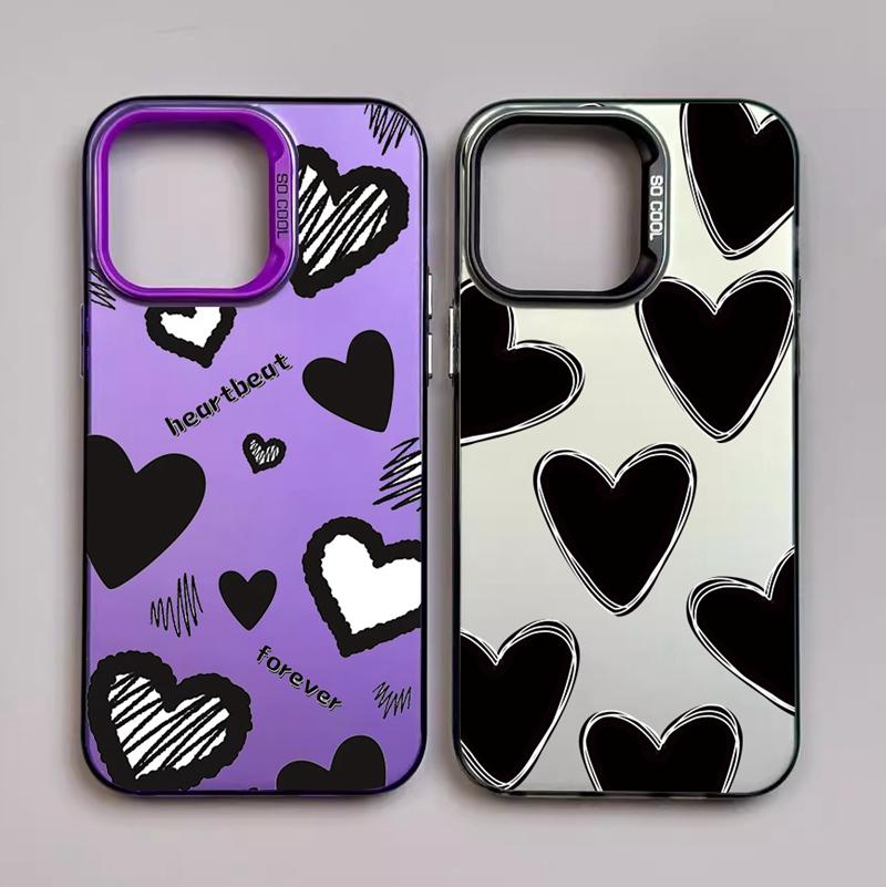 Couple Love Heart Case For iPhone 16 Pro Samsung A55 A35 S24 Xiaomi Redmi Note 13 Pro 14C Huawei Honor 200 Shockproof Phone Bumper Anti-Scratch Cover