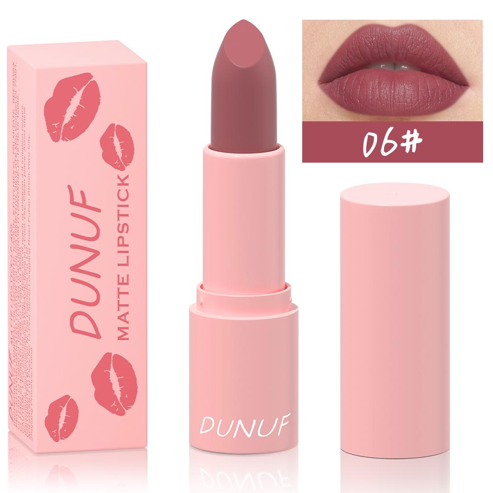 DUNUF 1 Pcs Matte Powder lipstick, Lasting 24 Hours Non-fading Waterproof Non-stick Easy to Color Lip Gloss Makeup Gift