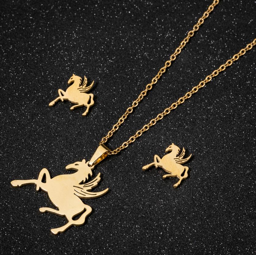 2025 New Wholesale Animals Gold Color Smooth Zircon Set For Women Elephant Necklace And Earring Set Cute Accessories Gift Sets