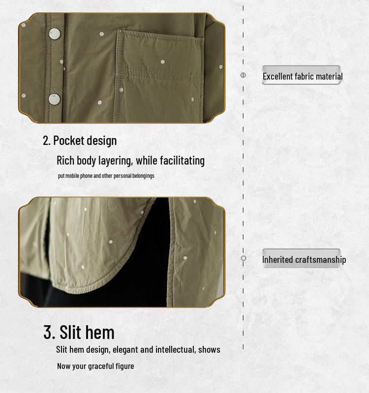 Gesteppte Polka-Dot-Print Damen Übergröße Baumwoll-Hemdjacke