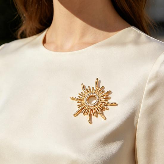 Geometric Design Brooch Pin for Women, Zinc Alloy Badge, Rhinestones Inlaid Brooch Pin for Dress, Coat, Shawl Gift for Mother, Wedding